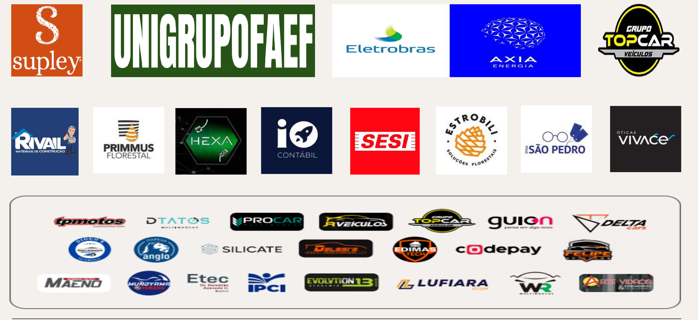 Logos de empresas atendidas por Marcos Roel, incluindo Eletrobras, Axia Energia, Grupo TopCar e SESI